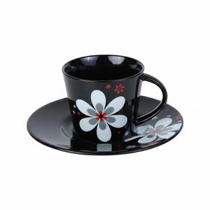 KÜTAHYA PORSELEN TL02CT937 ÇAY FİNCANI VE TABAK SİYAH ÇİÇEK