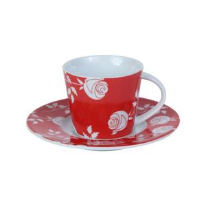 KÜTAHYA PORSELEN TL12KT617 KAHVE FİNCANI+TABAĞI KIRMIZI ÇİÇEK